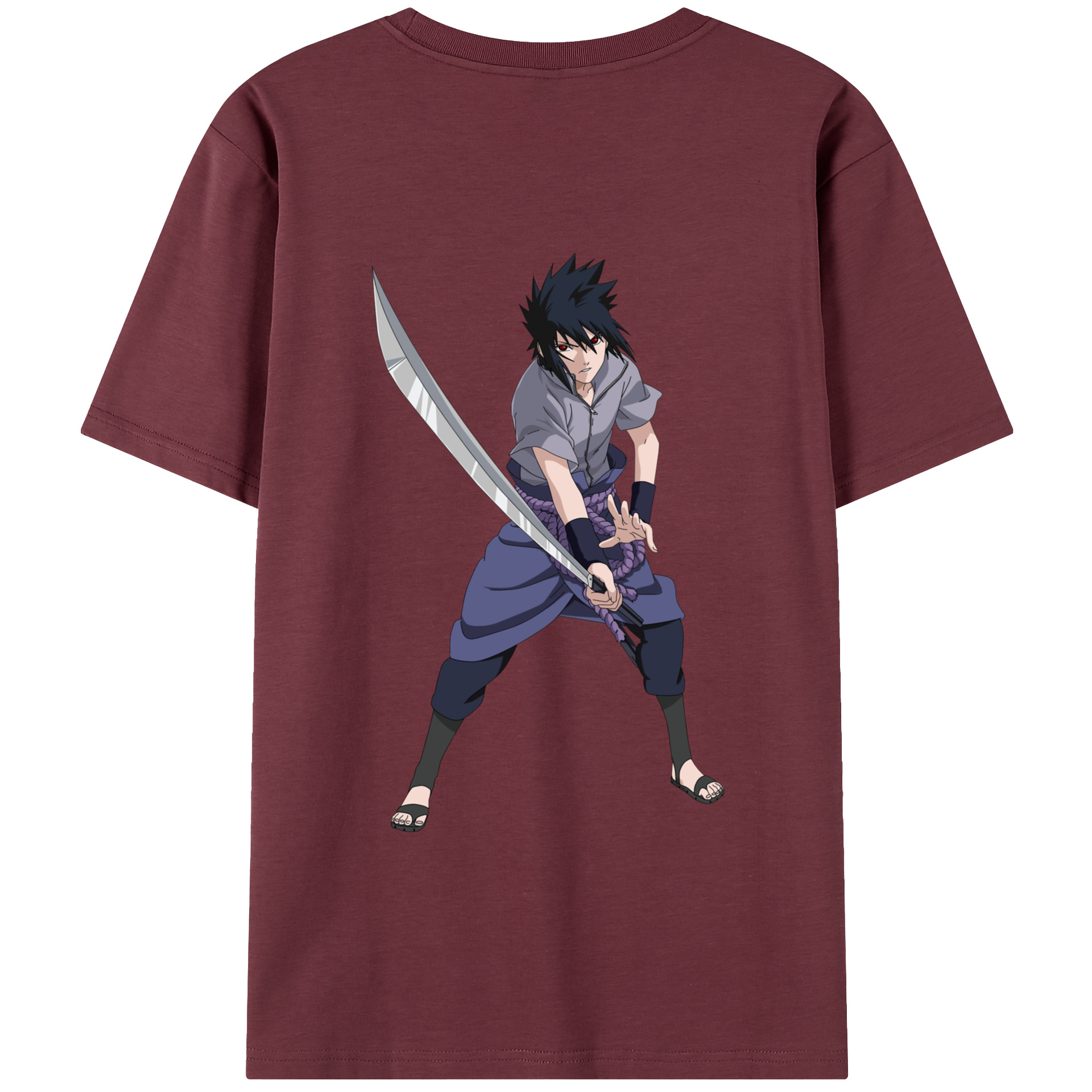 （画像用） NARUTO -ナルト- うちは サスケ Uchiha Sasuke 綿100％半袖Tシャツ（背面プリント）